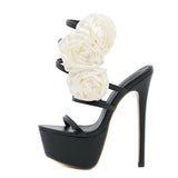 Liyke Design Rose Flowers Ankle Strap Sandals Women Platform Pumps Open Toe Extreme High Heels Wedding Banquet Shoes Mart Lion   