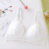 Triangle Cup Lace Bra without Steel Ring Halter Breathable Summer Ladies Underwear MartLion One Size 1 pieces White 