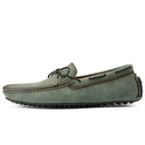 Genuine Leather Men's Casual Shoes Luxury Loafers Moccasins Non-slip Driving MartLion Army Green 48 