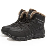 Men's Shoes Winter Anti Slip Snow Boots Outdoor Plush Hiking Waterproof Casual MartLion Black 39 
