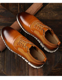 Men's Dress Shoes Carved Falt Casual Leather Soft Bottom Lace Up Borgue Nonslip Outdoor Light Chaussure Homme Mart Lion   