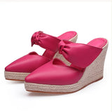 Summer Shoes Women High Heels Pointed toe Ladies Party Flat Platform Wedges Heels Black Pink MartLion Pink 5.5 