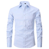 Men's Long-Sleeved Shirt, Cufflinks Striped White Collar Shirt, Striped French Shirt MartLion FS08 6XL - fits 100-110kg 