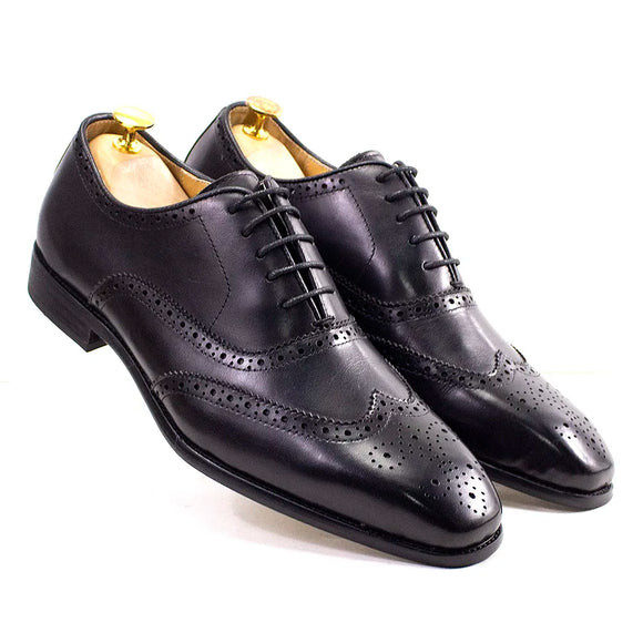  Handmade Men's Wingtip Oxford Shoes Genuine Calfskin Leather Brogue Dress Classic Formal Shoes MartLion - Mart Lion