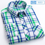 Cotton Plaid Casual Shirts Men's England Style Long Sleeve Turn Down Collar Breast Pocket Smart Dress MartLion 9003 3XL43 