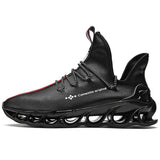 Men's Running Shoes Waterproof Leather Sneakers Unique Blade Sole Cushioning Outdoor Athletic Jogging Sport Mart Lion 0776black 5.5 