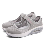 Shoes Women Walking Sneakers Mary Janes Mesh Casual Platform Slip on Loafers Breathable Summer Outdoor Mart Lion Gray 35 