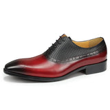 Men's Formal Shoes Wedding Dress Genuine Leather Lace-Up Derby Luxury Designer Oxfords Brogue MartLion Red 39 