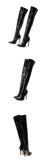 Liyke Design PU Leather Over The Knee Boots Runway Stripper High Heels Pointed Toe Zip Winter Shoes Women Pumps MartLion   