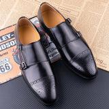 Shoes Black  Design Business Shoes Slip-on Monk Strap  Loafer Style Leather Dress Shoes For Male MartLion black 43 