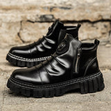 Off-Bound Autumn Men's Ankle Boots Tiger Tooling Desert British Leather Punk Zip Motorcycle High-cut Shoes Mart Lion   