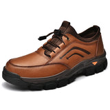Genuine leather men's shoes Outdoor casual mountaineering Comfortable casual MartLion light brown 38 