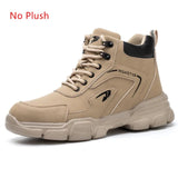 winter safety shoes puncture proof high top boots work anti-shock and anti-perforation men's waterproof work shoes MartLion No Plush 36 