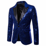 Gold Shiny Men's Jackets Sequins Stylish Dj Club Graduation Solid Suit Stage Party Wedding Outwear Clothes blazers MartLion Blue-4 S CHINA