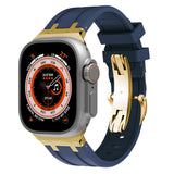 Rubber Strap For Apple Watch Ultra 2 49mm Series 9 8 7 45mm Soft Sports Band For iWatch 6 5 4 SE 44mm 42mm Silicone Bracelet MartLion blue gold for apple watch 42mm CHINA