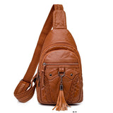 Bags Women Newly Women Chest Pack Female Sling Crossbody Waterproof Shoulder Chest Casual Pu Leather Messenger Pack Mart Lion caramel colour 20cm7cm28cm China