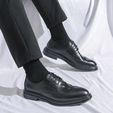 Men's  Leather Shoes Formal Dress Shoes Point-Toe Shoes Hollow Out Breathable Office Oxfords MartLion   