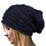 Knitted Hat Unisex Winter Skiing Cycling Outdoor Sports Soft Cold Resistant Warm Pleated Cuffed Cap MartLion Navy Blue  