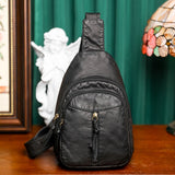 Women Chest Bags Multiple Pockets Messenger Designer Soft PU Leather Shoulder Crossbody Mart Lion Black 18cm10cm28cm 