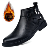 White Formal Chelsea Mens Boots Round Toe Low Heel Ankle Boots Side Zipper Leather Cowboy Boots