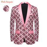 Luxury Laser Sequin Tuxedo Blazer Jacket Men's One Button Shawl Lapel Dress Suit Blazer Party Stage Prom Singer Homme MartLion Pink Sequin Eu Size XS 