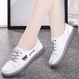 Spring Oxfords Women's Flat Shoes Casual Classic Solid Color PU Leather White Lacing Sneakers MartLion   