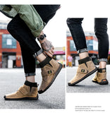 Autumn Winter Retro High-top Men's Casual Shoes Suede Leather Flat MartLion   