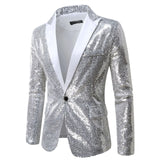 Gold Shiny Men's Jackets Sequins Stylish Dj Club Graduation Solid Suit Stage Party Wedding Outwear Clothes blazers MartLion Silver-2 S CHINA