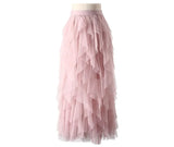 Skirt Women Cute Pink Waist Pleated Skirt Mesh Female Lady MartLion   