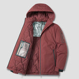 Men's Hooded Thick Warm Casual Parkas Coats Overcoat Windproof Outwear Detachable Hat Jackets Outdoor Sport MartLion Wine red L (52kg-60kg) 
