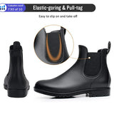  Crestar Women Chelsea Rain Boots Basic Shiny Ankle Waterproof Shoes with Elastic Band Non-slip MartLion - Mart Lion