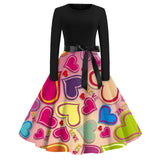 Party Dresses Delicate Casual Print Ankle-Length For Woman O-Neck Long Sleeves Frocks MartLion Watermelon Red XXL CHINA