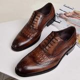 Men's Formal Shoes Crocodiles Pattern Faux Leather Dress Brogues Brand Designer Party Wedding Casual Loafers MartLion   