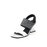 Elegant Square Toe Ladies Shoes High Heels Pumps Genuine Leather Sandals Metal Party Summer Woman MartLion white 4 