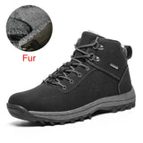 Winter Warm Men's Boots Genuine Leather Fur Plus Snow Handmade Waterproof Working Ankle Shoes MartLion 02 Black 7 