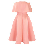 Summer solid color casual cloak dress short sleeve elegant party dress women clothing MartLion   