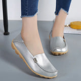 Flat Shoes Slip For Women's moccasins Genuine Leather Loafers MartLion Silver 44 