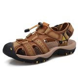 Cowhide Summer Men's Beach Sandals Outdoor Water Sport Sneakers for Training Trekking Hiking Swimming Mart Lion Khaki 6 