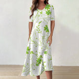 Y2k Daily St Patrick's Day Print Mid-Calf Summer Dress Women Round Neck Short Sleeves Frocks For Girls MartLion Mint Green S CHINA