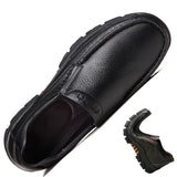 100% Genuine Leather Shoes Men's Loafers Soft Cowhide Casual Footwear Black Brown Slip-on Thick Sole MartLion   