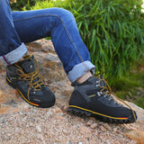 Waterproof Hiking Shoes Men's Breathable Mountain Leather Trekking Outdoor Hiking Boots Anti Skid Mart Lion   