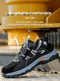 anti puncture black work shoes breathable safety men's work sneakers with iron toe anti slip protective work MartLion   