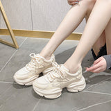 Platform Shoes Sneakers for Women Autumn Increase  Design Casual Zapatos De Mujer Mart Lion Creamy-white 35 