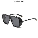 Cool Luxury SteamPunk Style Side Shield Sunglasses Men's Women Vintage Brand Design Shades 717 Mart Lion C1 UV400 