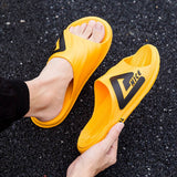 Men's Summer Slippers Anti-slip Thicken EVA Soft Slipper Beach Flip Flops House Bath Slippers Shower Sandals Mart Lion Yellow 40-41 