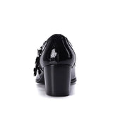 style Men's patent leather black shoes pointy high heels oxford buckle strap wedding MartLion   