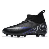 Soccer Shoes Football Men's Spikes Ankle Protect Elastic Non Slip Abrasion Resistant Lightweight MartLion Black 38 CHINA