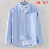 Spring and Autumn Pure Cotton Stand Collar Oxford Spun Long Sleeve Shirt Casual No-Iron Men's Clothing MartLion HL-702 44 
