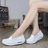 Women's shoes Genuine leather nurse shoes rocking platform casual slope heel work MartLion 9001 white 39 