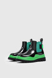 Designer Men's Genuine Leather Chelsea Boots Vintage Green Platform Ankle Slip On Casual Shoes Luxury Motorcycle Mart Lion   